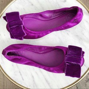 Tory Burch Purple Velvet Bow Flats